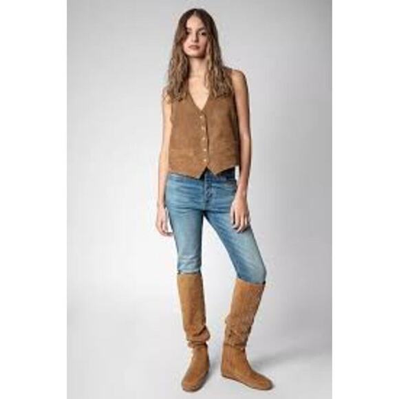 Zadig & Voltaire Santa Dream Knee High Leather Studded Boots Size EU 41/US 11 - Picture 3 of 9